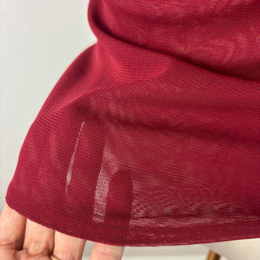 Y2K The Limited Burgundy Sequin Babydoll Camisole Party Nylon Mesh Top Women M - Picture 4 of 11